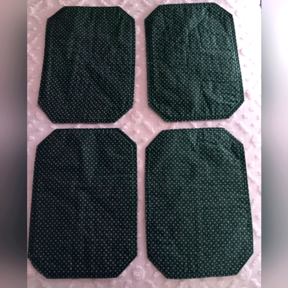 4 Vintage 90s Green Placemats Country Farmhouse Rustic